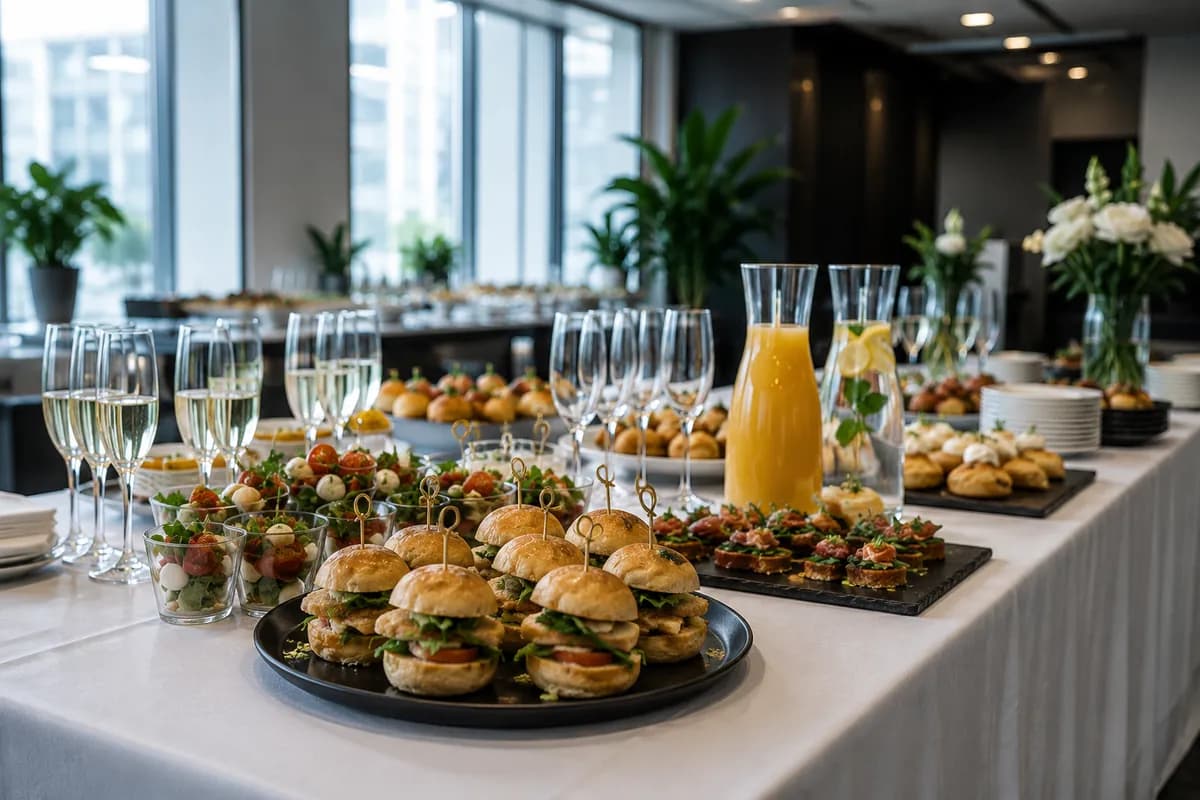 Platouri de finger food pregătite pentru un eveniment