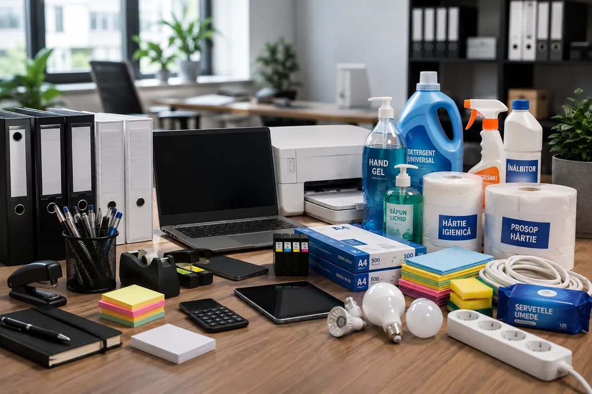 Consumabile de birou, electrocasnice și produse de curățenie